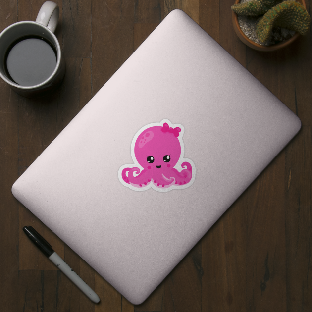 Cute Octopus, Little Octopus, Baby Octopus, Hearts by Jelena Dunčević